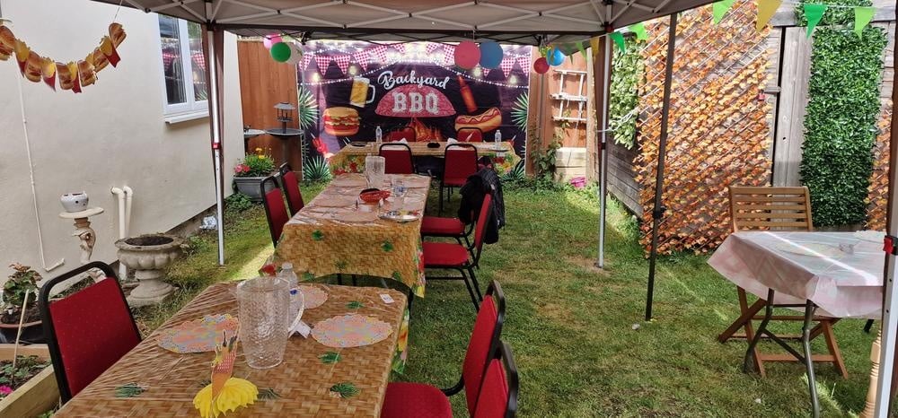 Tables ready for BBQ at Rose Cottage in Swindon