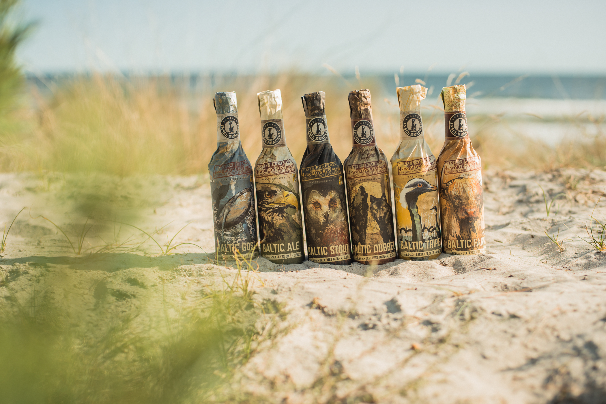 Insel Brauerei Flaschen am Strand