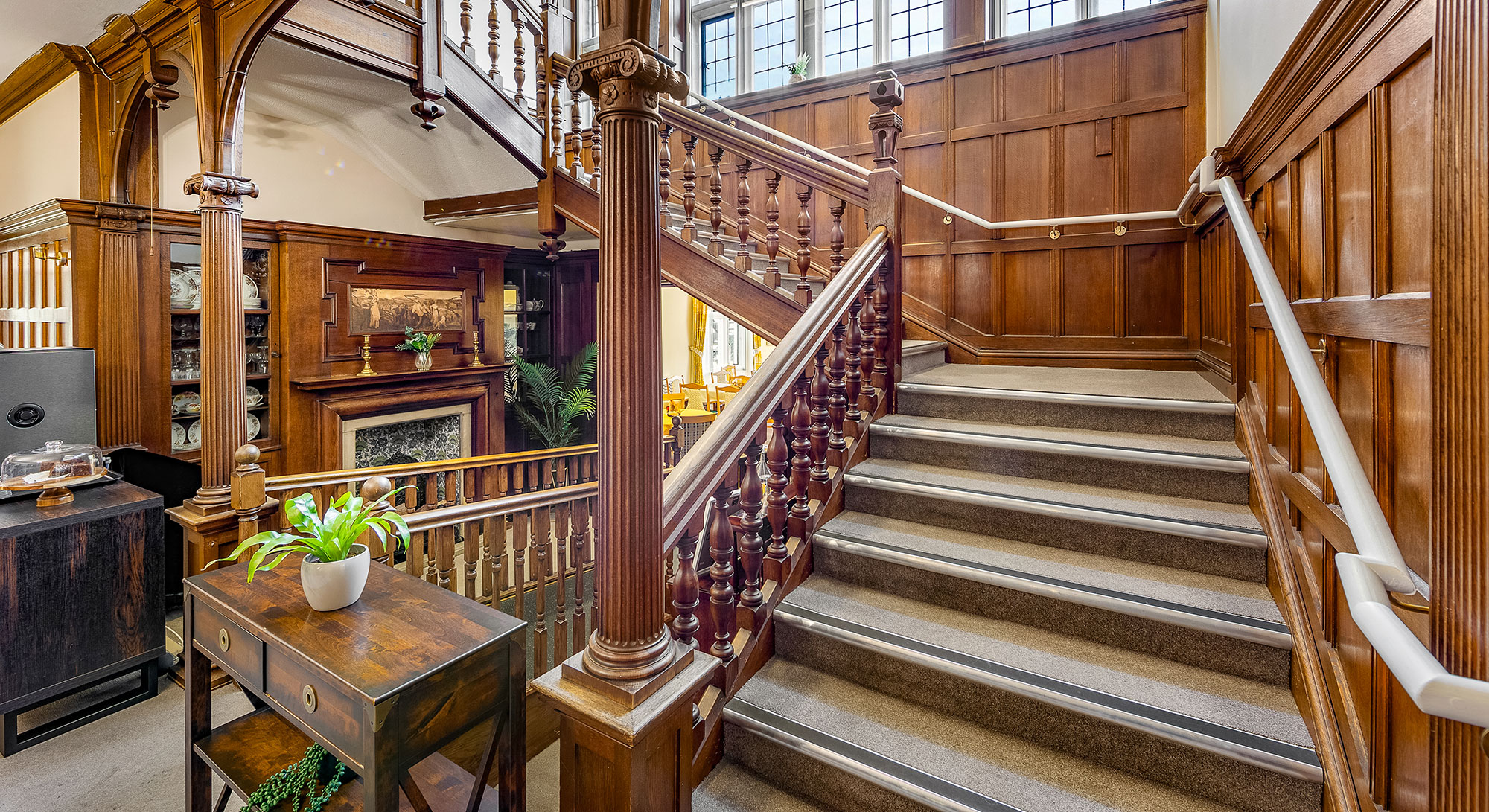 The staircase at Woodlands House Care Home New Forest, Southampton