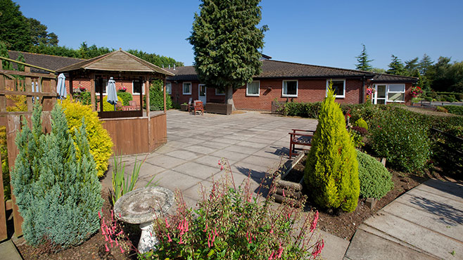 hatton court care home courtyard