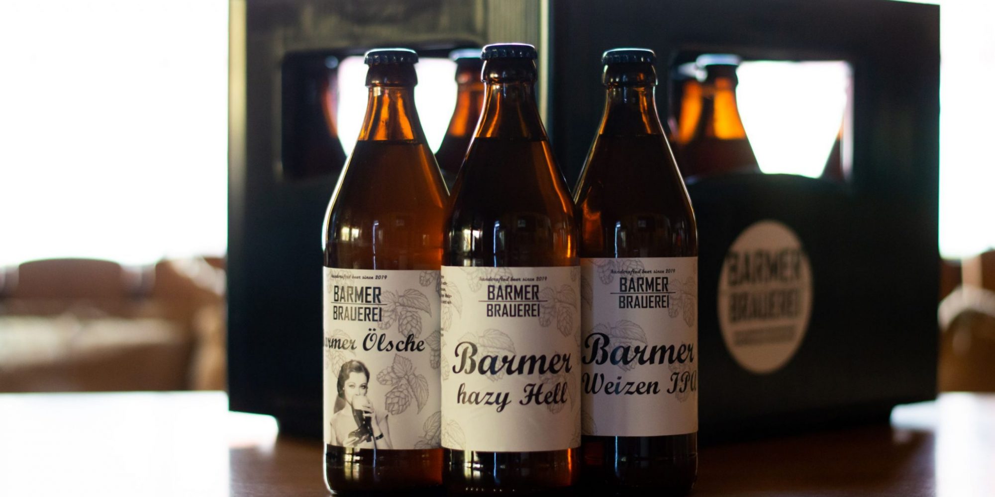 3 Flaschen Barmer Bier mit altem Etikett