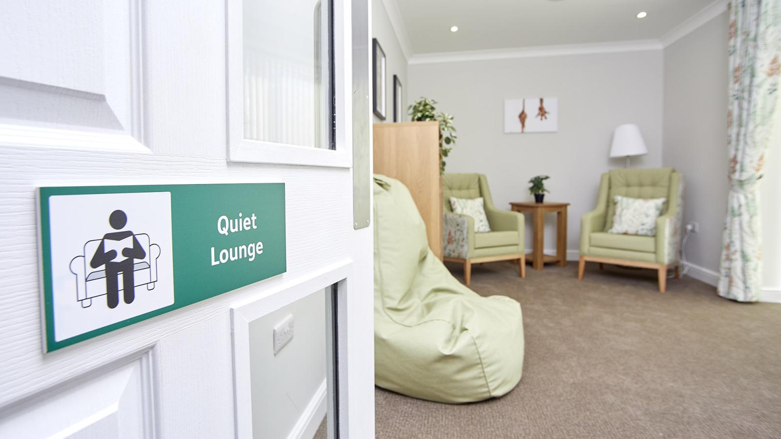 Quiet lounge with bean bag and two chairs