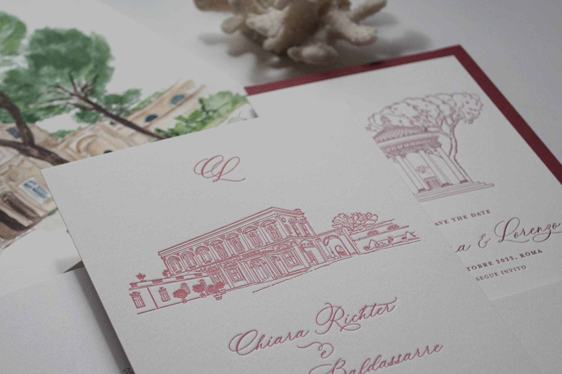 Wedding in Rome, Letterpress Invitation