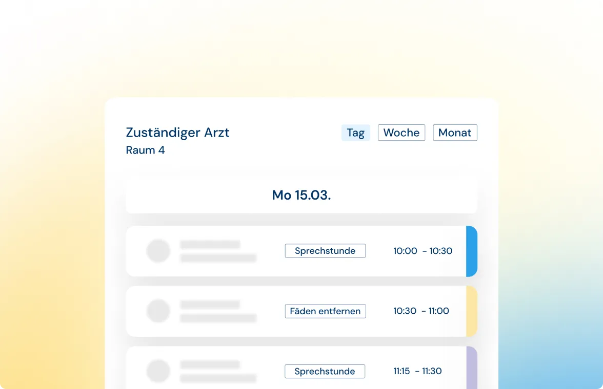 Abstrahierte Darstellung der Funktionsweise des Online-Kalenders von ClickDoc