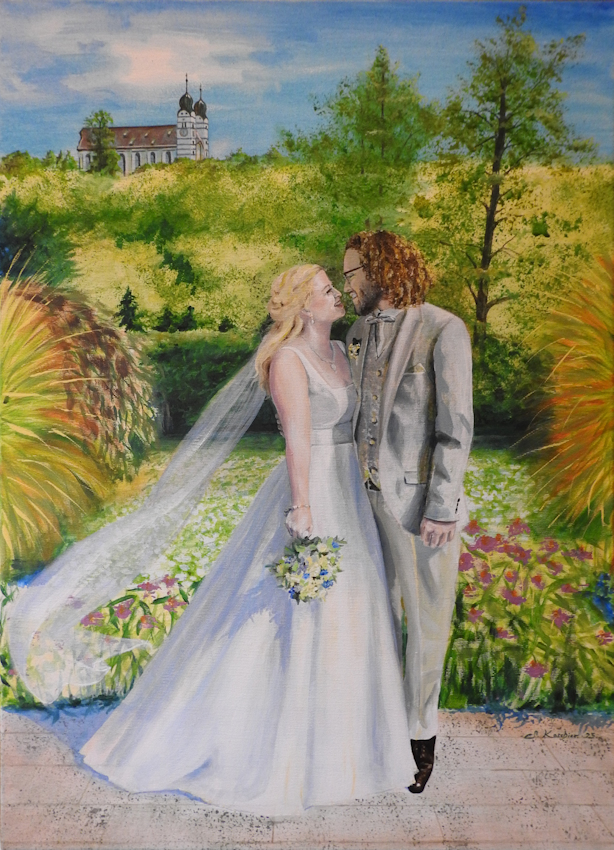 Hochzeitsmalerei von Sabine Koschier Endstand des Portraits