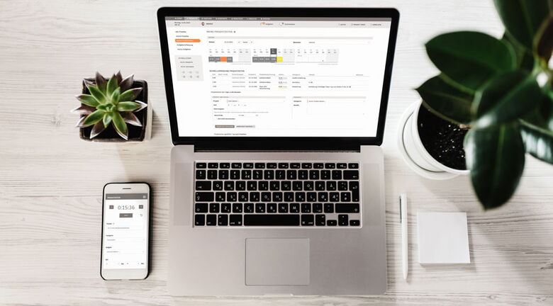 ProSonata Agentursoftware für Projektverwaltung und Faktura auf Notebook und Smartphone App